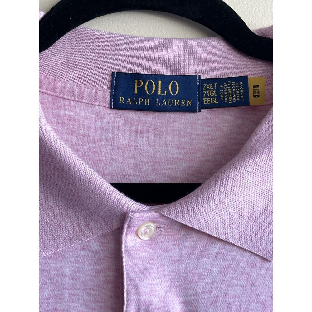 Polo Ralph Lauren Men’s 2XLT Big & Tall Pink Heather Cotton Mesh Polo Shirt